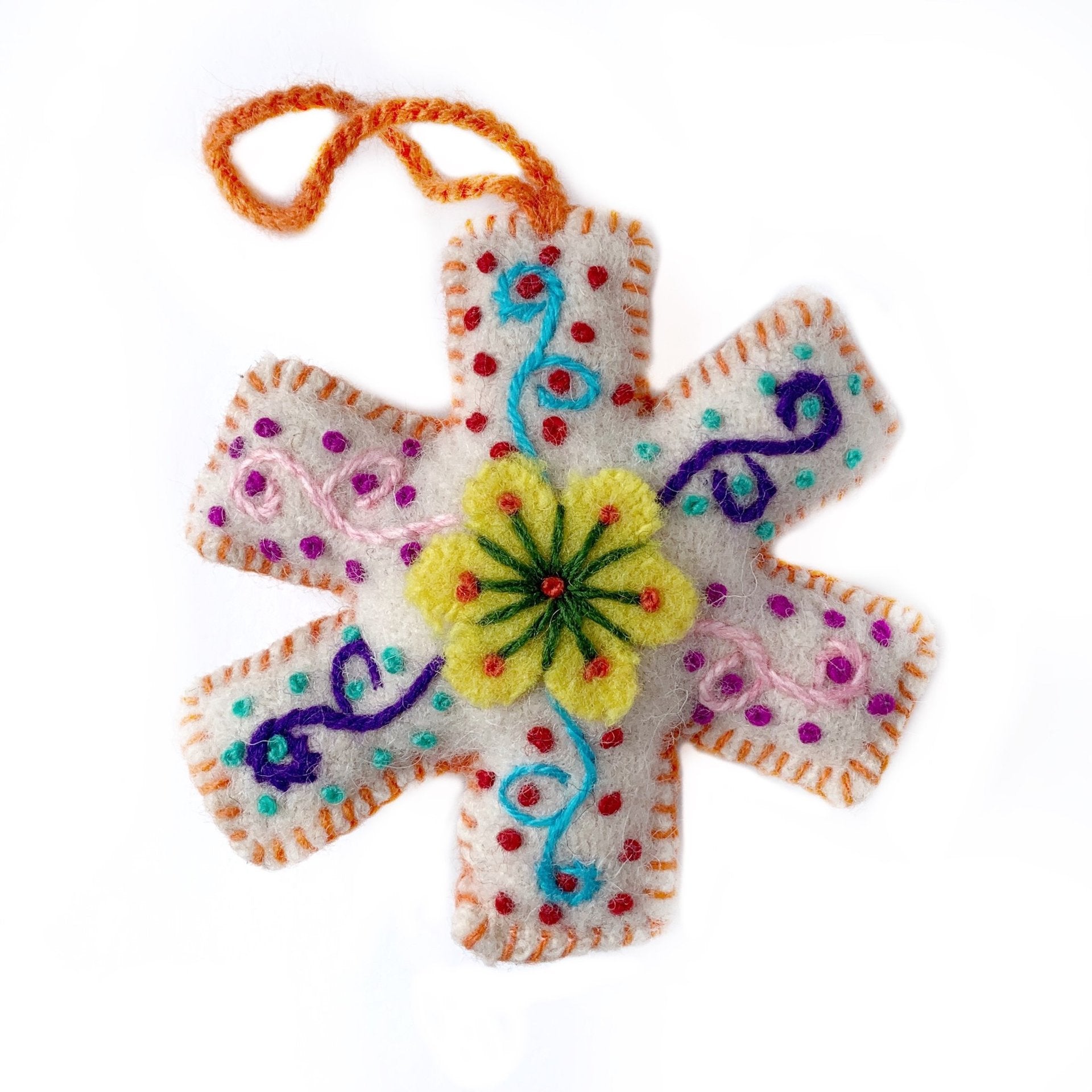 Ornaments for Orphans White Embroidered Snowflake Ornament