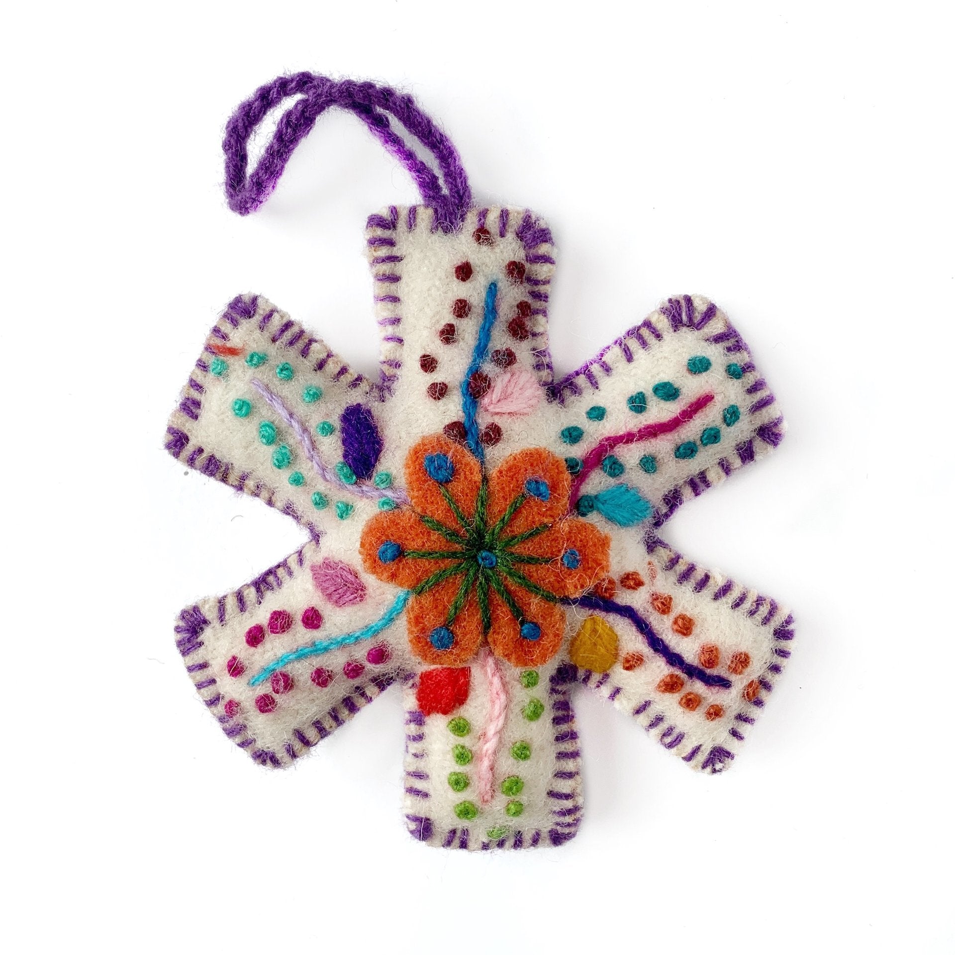 Ornaments for Orphans White Embroidered Snowflake Ornament