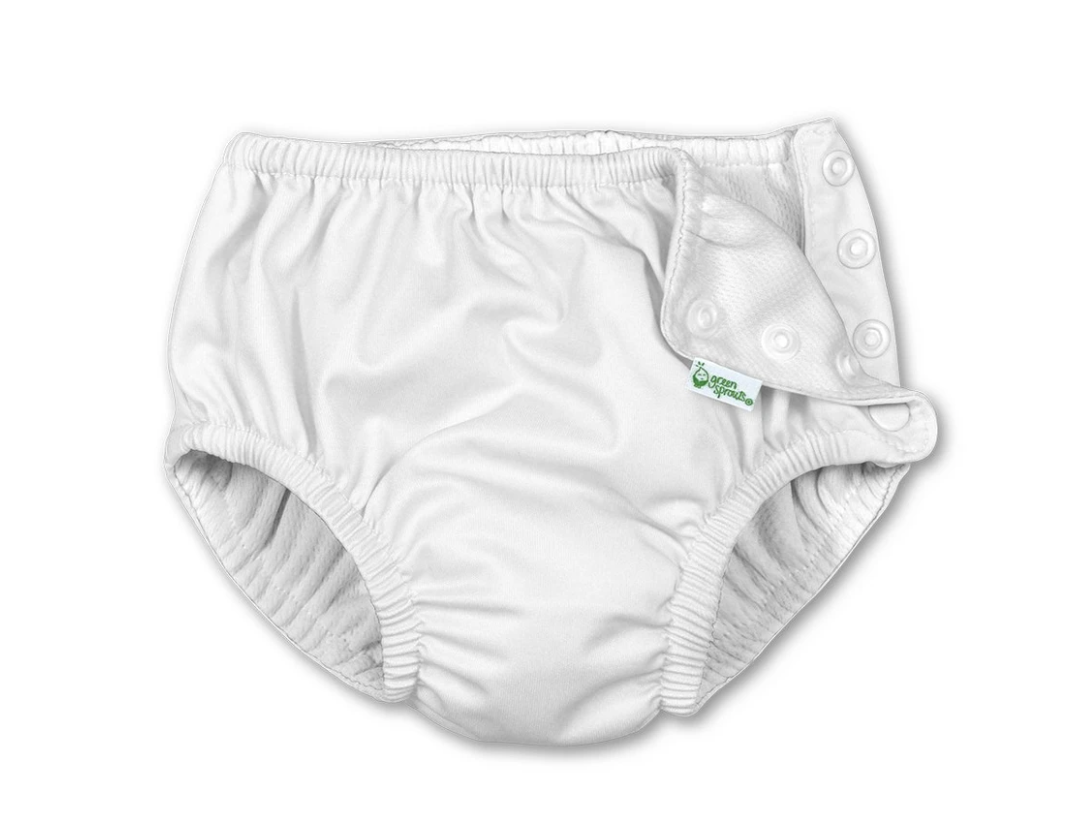 Green Sprouts Snap Reusable Absorbent Swim Diaper - White