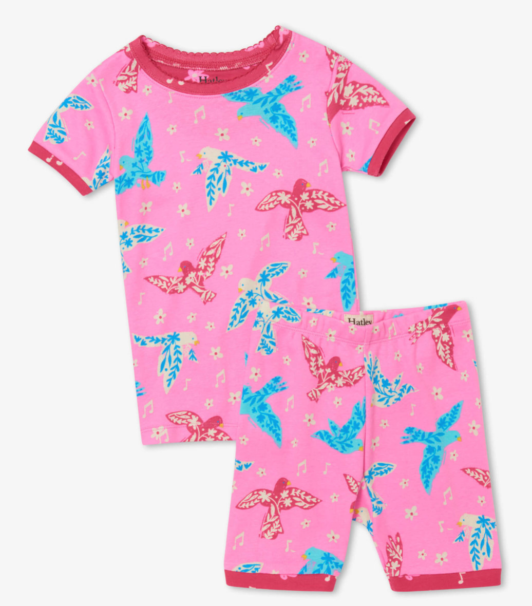 Hatley Floral Birds Organic Cotton Short Pajama Set