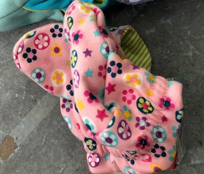 Zutano Cotton Booties - Pink Flowers (non-gripper bottom)