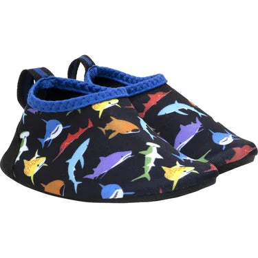 Robeez Aqua Shoes - Multi Sharks Black