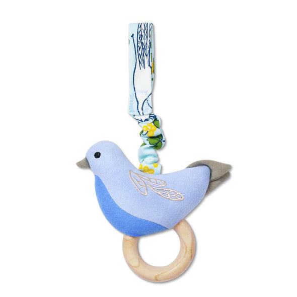 Apple Park Organic Rattling Stroller Toy Enchanted Leaves Blue