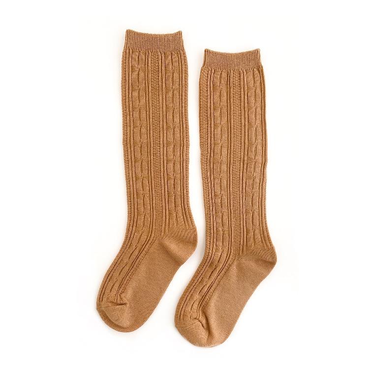 Little Stocking Co. Cable Knit Knee High Socks - Biscotti