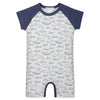 Feather Baby Sailor Romper - Big Fish &amp; Whales on White