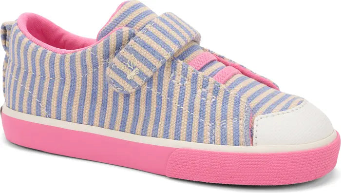 See Kai Run Monterey Recycled Sneaker - Blue/Pink stripe
