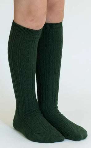 Little Stocking Co. Cable Knit Knee High Socks - Forest Green