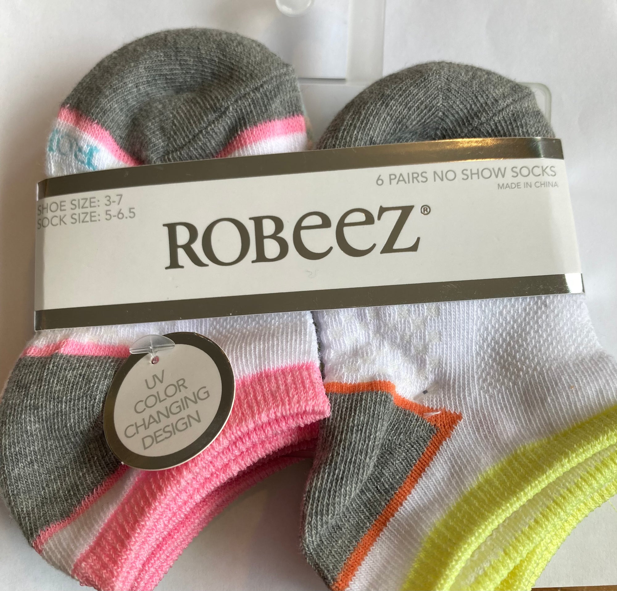 Robeez Color Block No Show Socks 6-Pairs - Blue, Tan, White Combo