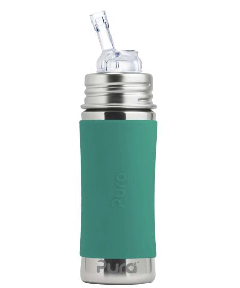 Pura Kiki® 11oz Straw Bottle - Mint Green sleeve