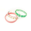Lilies &amp; Roses Single Daisy + Prints Bangle Bracelet - Green with Dots / Daisies / Solid Pink