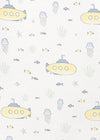 Feather Baby Zipper Footie - Submarines on White