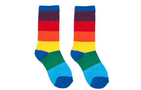 Woven Pear Kids U.S. Merino Wool Boot Socks - Rainbow Stripe