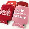 Natty Michele Paperie Athens, Georgia Map &amp; Classic City “My Heart Belongs in Athens” Drink Insulator - Pink