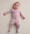 Watercolour Flowers Baby Ruffle Bum Footed Coverall