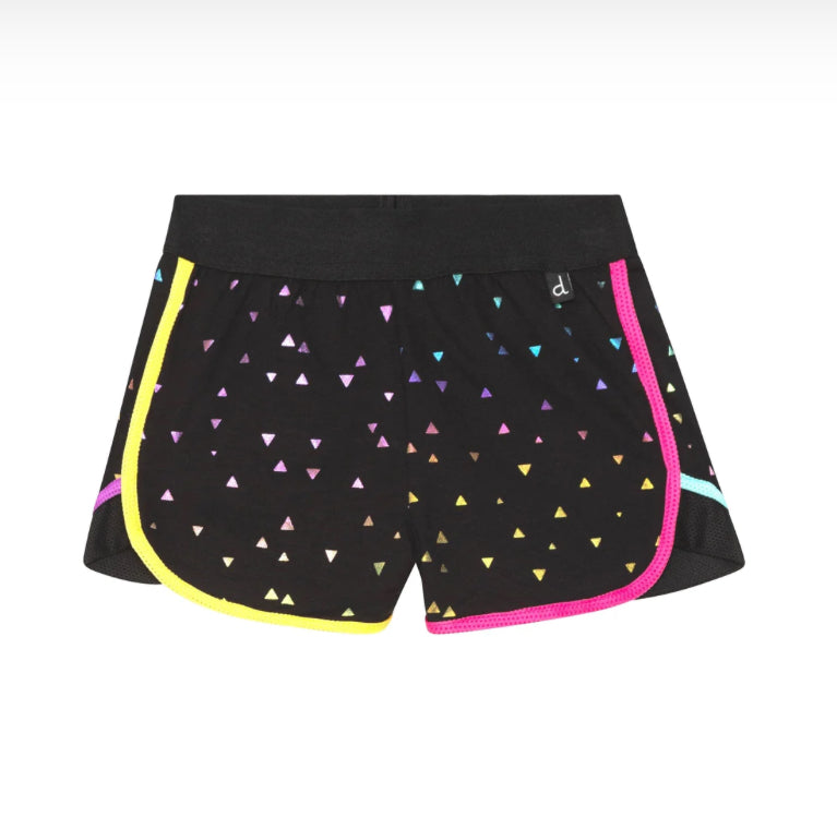Deux par Deux Printed Short with Mesh Insert Black Foil Triangle