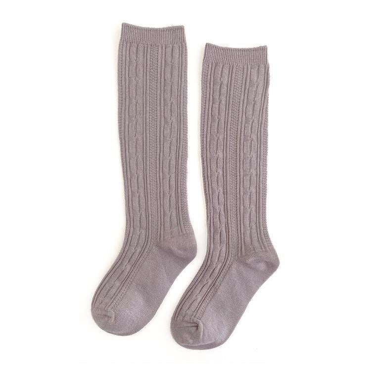 Little Stocking Co. Cable Knit Knee High Socks - Dove