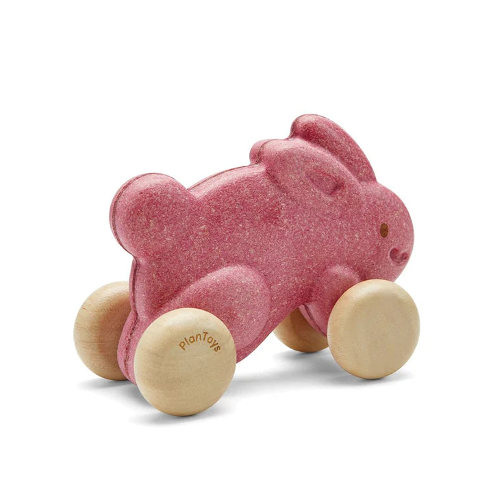Plan Toys Wooden Push Along Bunny - Pink