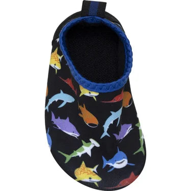 Robeez Aqua Shoes - Multi Sharks Black